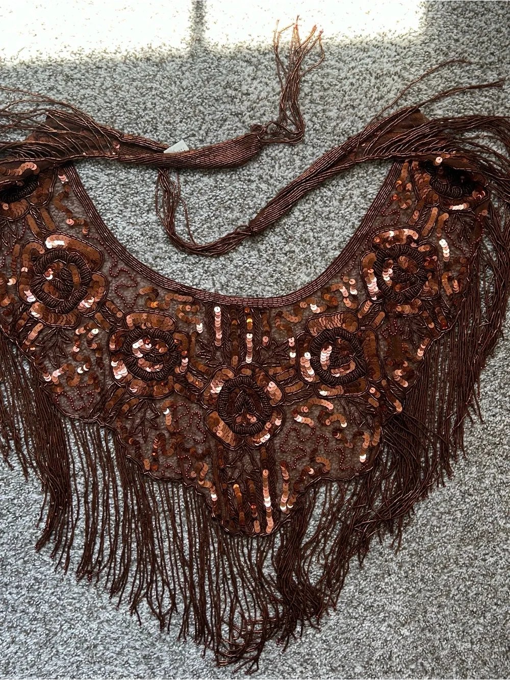 Copper Sequin Fringe scarf/wrap
